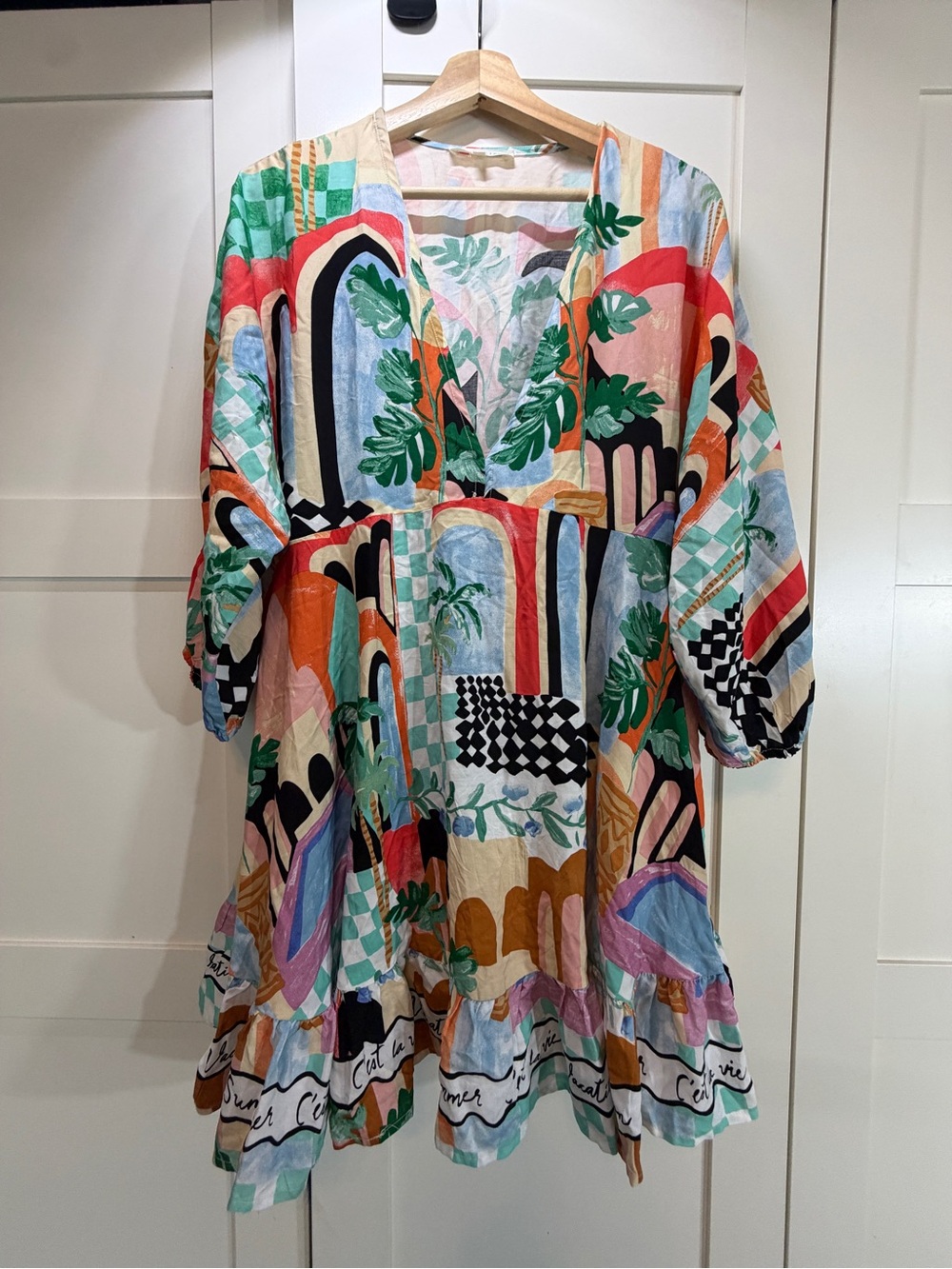Multicolor Abstract Print Midi Dress B7